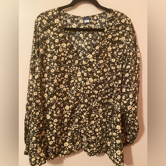 Old Navy V-Neck Floral Poet Blouse | Sz 4x | NWT - Picture 1 of 5